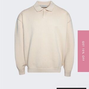 Essentials Beige Knit Sweater sand polo size large thick heavy sweater Classic